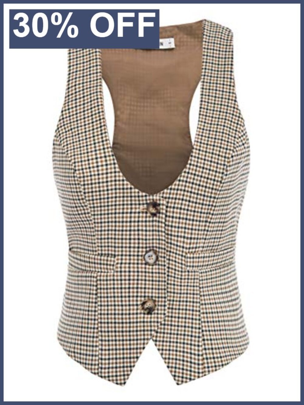 Women's Sleeveless Button Waistcoat Suit Vest Top for Work Office